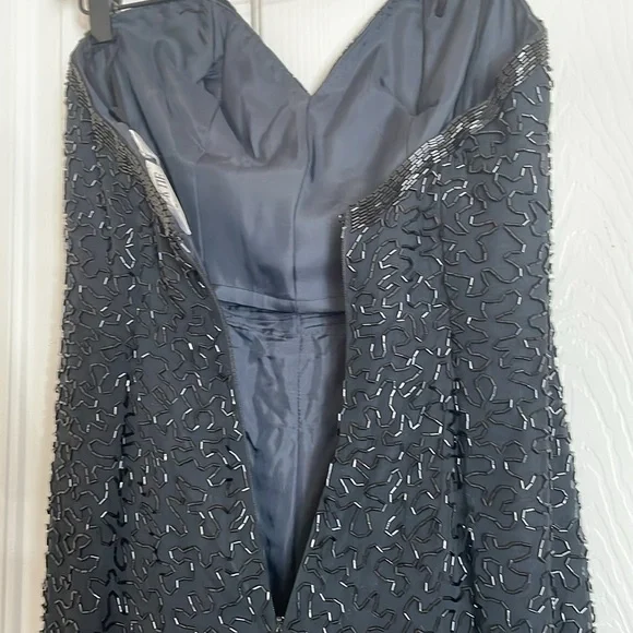 Black Tie He-ro Industries Womens Silk Beaded Strapless Evening Jumpsuit size 4 - Picture 5 of 14